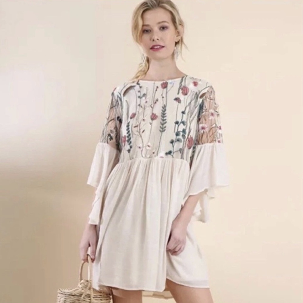 Altered State Dress Umgee Sheer Cream Dress Size M